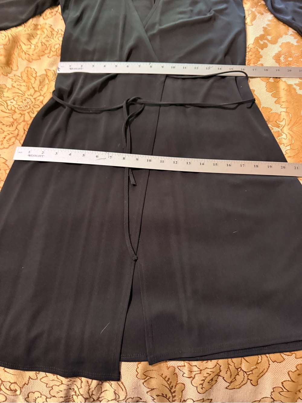 Max Studio Classic Black Wrap Dress with Tie Waist with Give and Stretch, Sz S - Picture 14 of 15